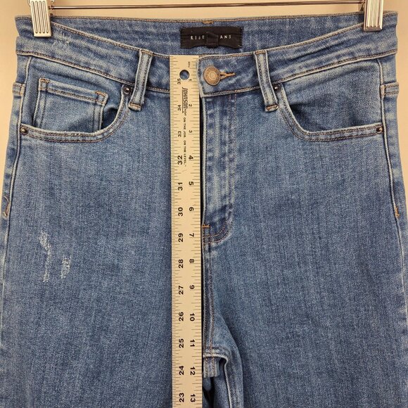 Risen Wide-Leg High-Rise Cropped Jeans Size 7 Medium Wash - Picture 9 of 13